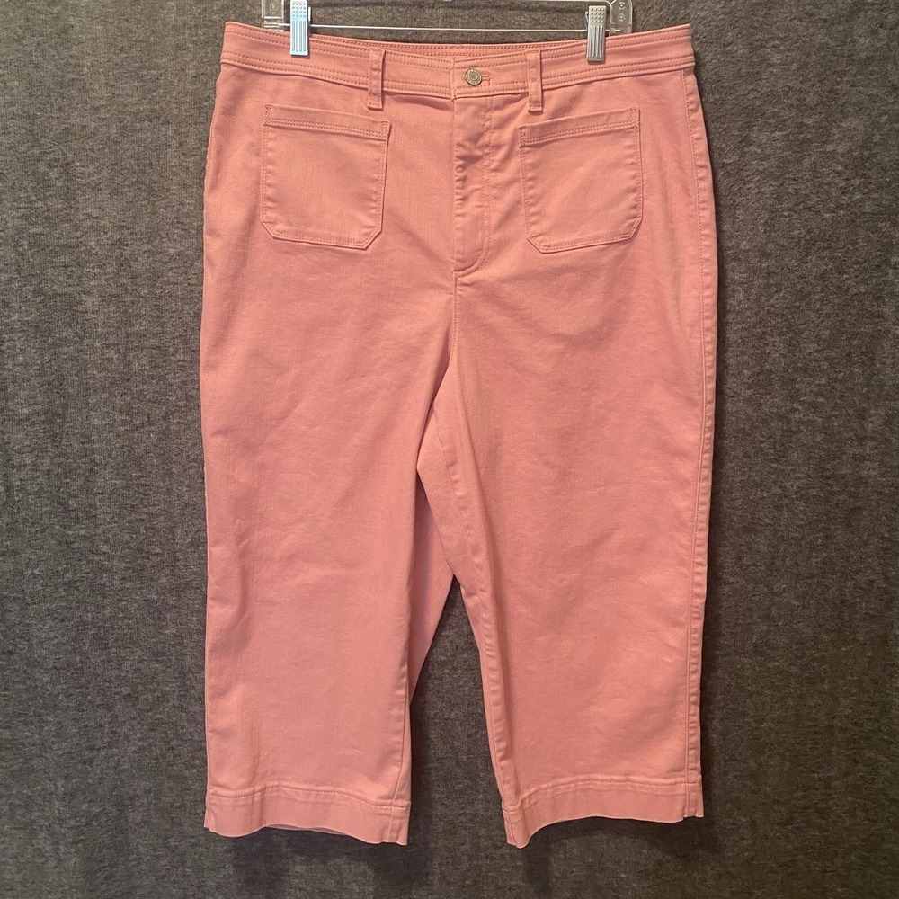 Talbots‎ Jeans Womens 16P Pink Flawless High Waist Wide Crop Pants Pockets 21"